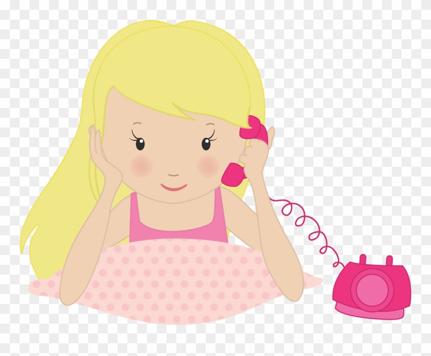 Girls At Phone Clip Art - Cartoon - Png Download