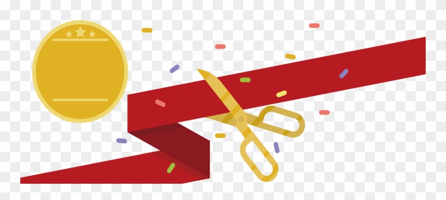 Scissors Cutting Golden Ceremony - Ribbon Cutting Logo Png Clipart