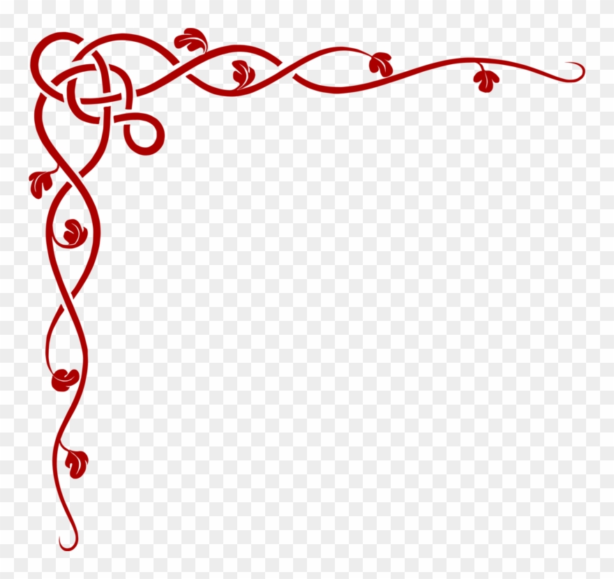 Decorative Arts Quilling Download - Red Corner Border Design Clipart