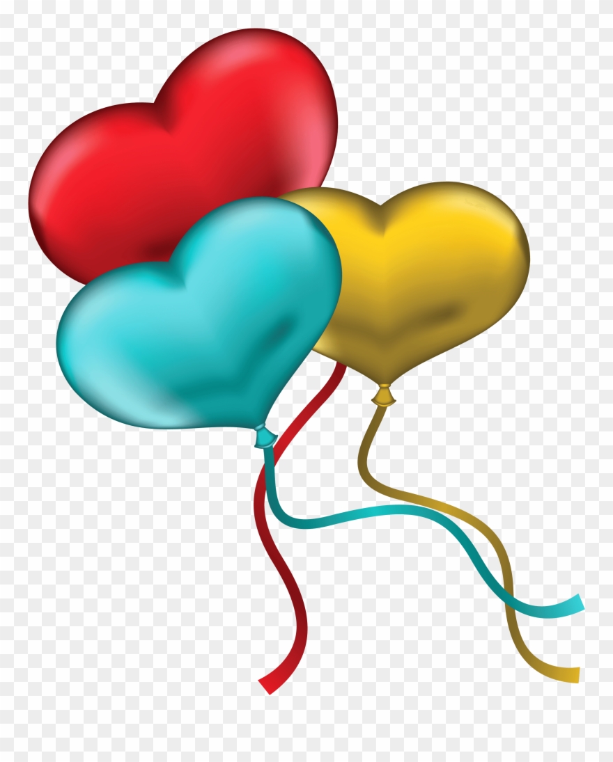 Birthday Balloon Clipart Divider - Red Yellow And Blue Heart - Png Download