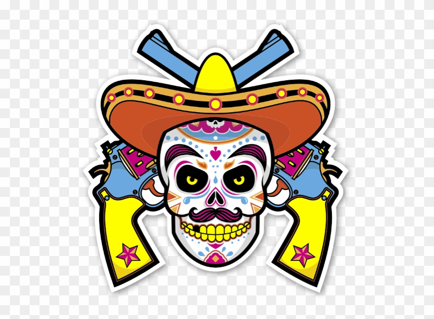 Colorful Mexican With Guns Sticker - Mexican Stickers Png Clipart