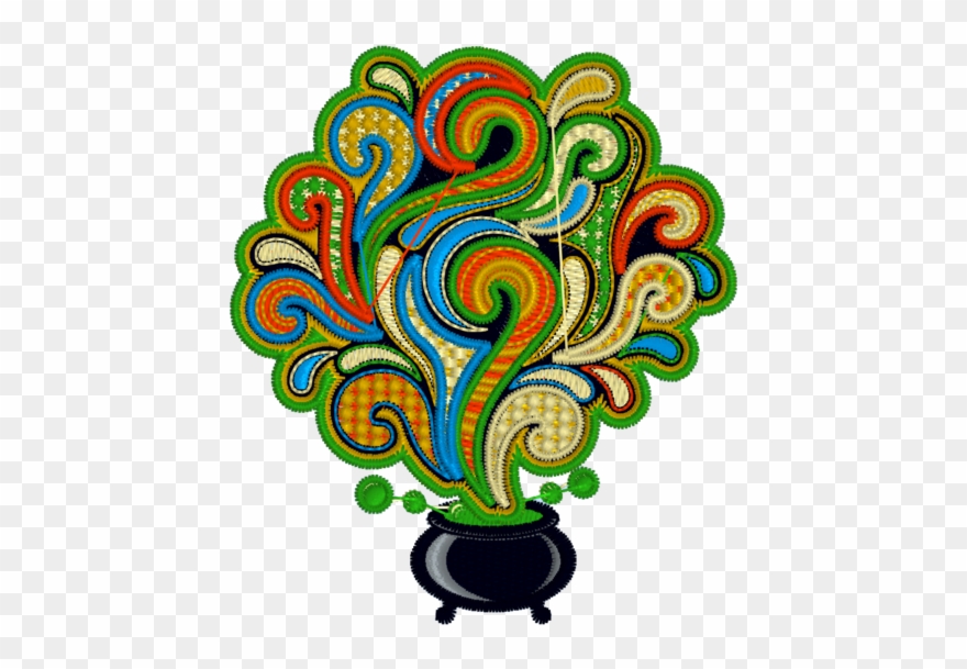 Witches Brew Embroidered Tea Towel - Illustration Clipart