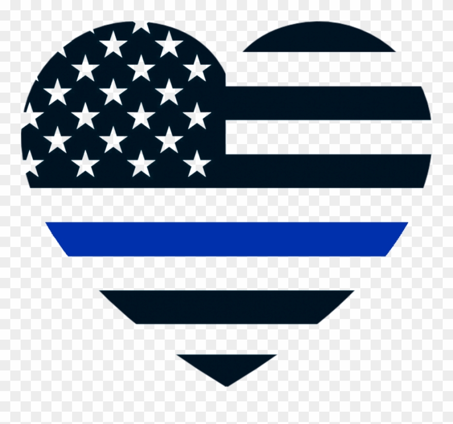 22 Jul - Thin Blue Line Flag Heart Clipart