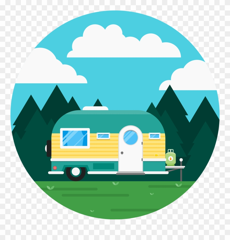 Caravan Recreational Vehicle Icon - Cute Rv Cartoon Clipart