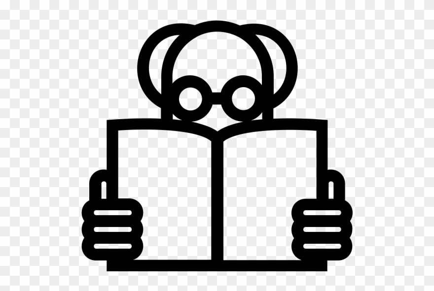 Old Man With Book Rubber Stamp - Book Clipart