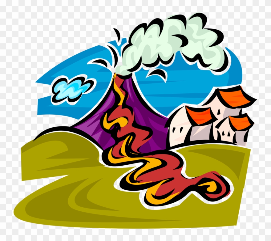 Vector Illustration Of Active Volcano Eruption Produces - After Volcanic Eruption Clipart - Png Download