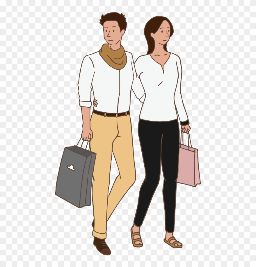 Men And Women Is Shopping - Homens E Mulheres Fazendo Compras Clipart