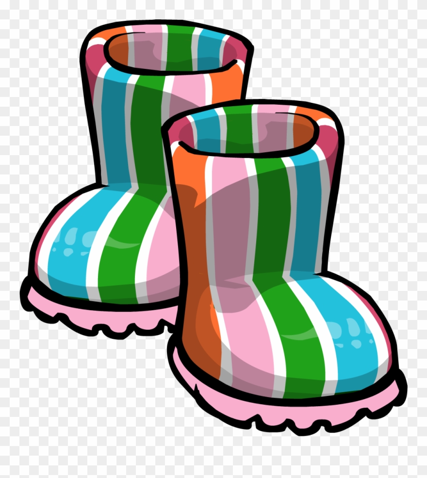 Pink Striped Rubber Boots - Club Penguin Rain Boots Clipart