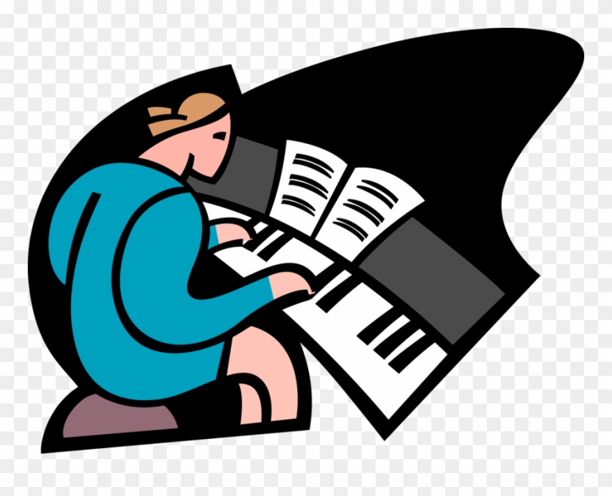 Vector Illustration Of Student Taking Piano Lessons - Rock-a-boogie - Cd Clipart
