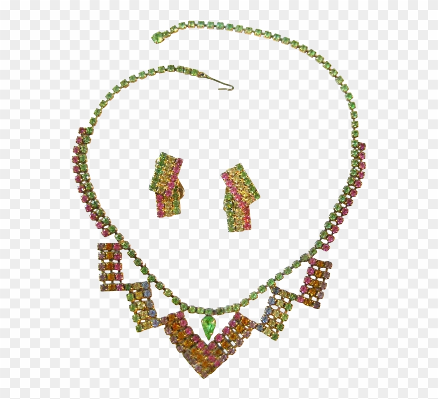 Rhinestone Necklace And Earring Set Clipart