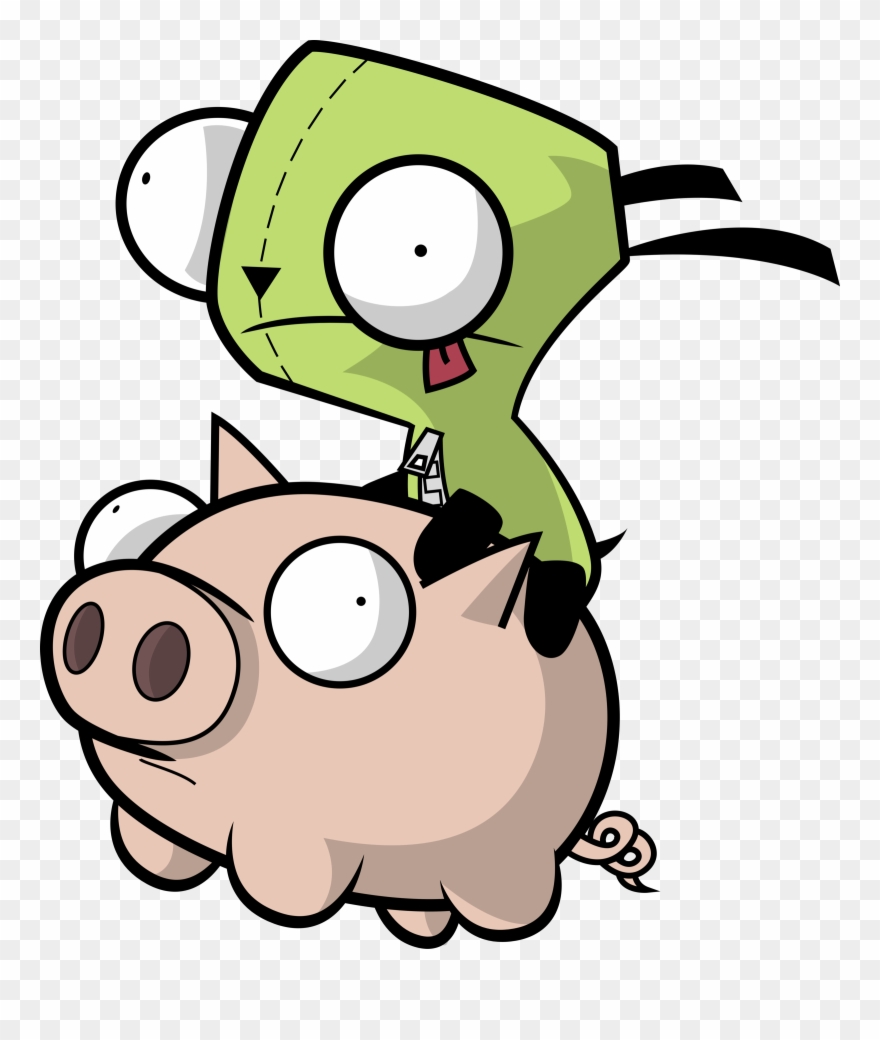 Invader Zim Gir Riding A Pig Clipart