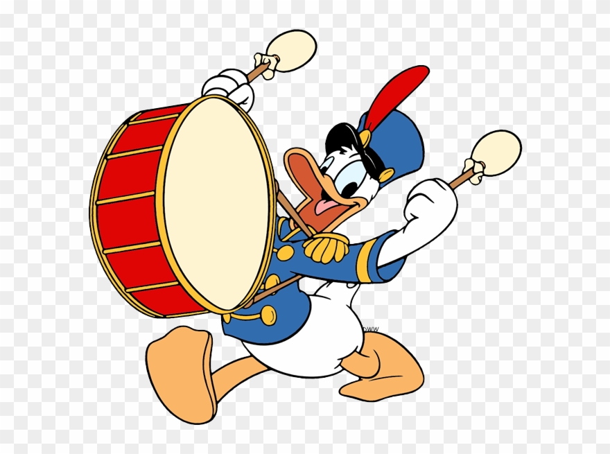 Playing The Drum In A Marching Band - Donald Duck Clipart
