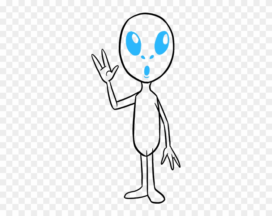 How To Draw An Alien Really Easy - Alien Kid Drawing Clipart