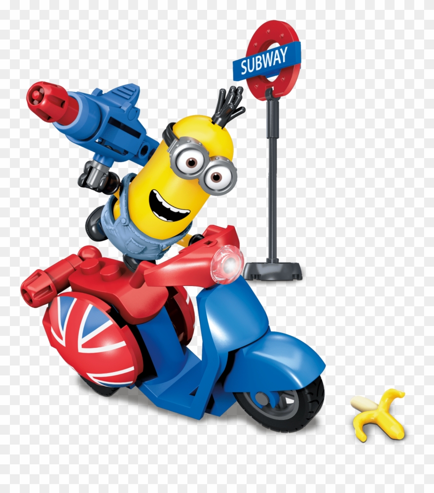 Three Buildable Kevin, Stuart And Bob Minion Character - Minions Mega Bloks Scooter Escape Clipart