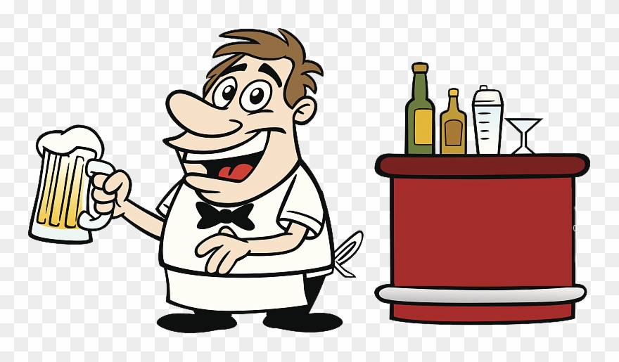 Bartender Cartoon Clip Art At The Counter - Bar Dibujo Animado - Png Download