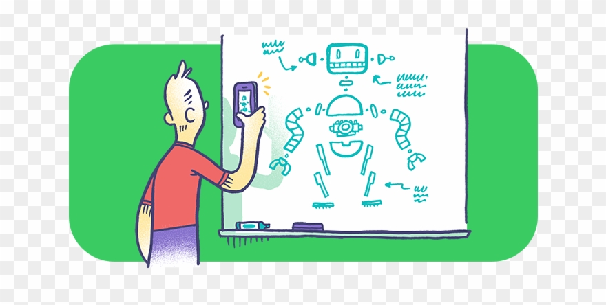 Snapping A Photo Of A Whiteboard Sketch - Cartoon Clipart