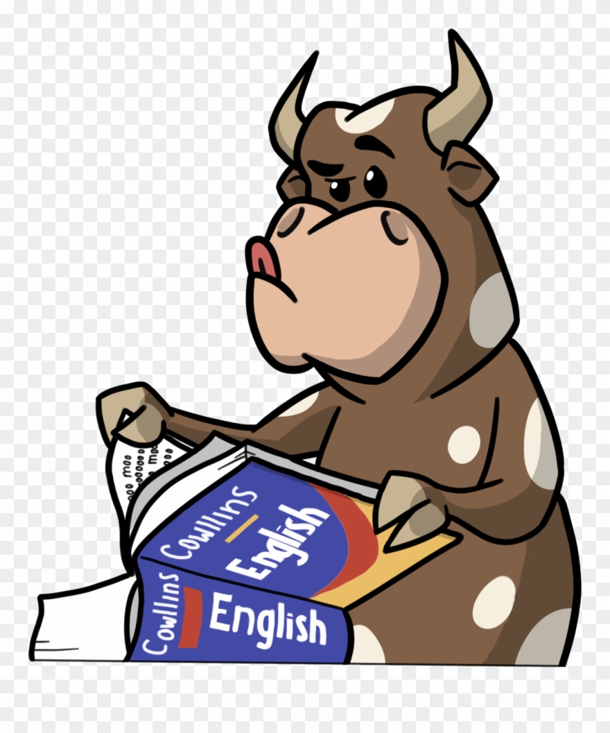 Reading Cow - Cow Reading Clipart