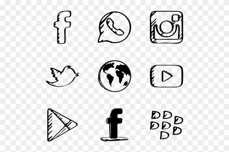 Sketched Social - Sketched Icons Clipart