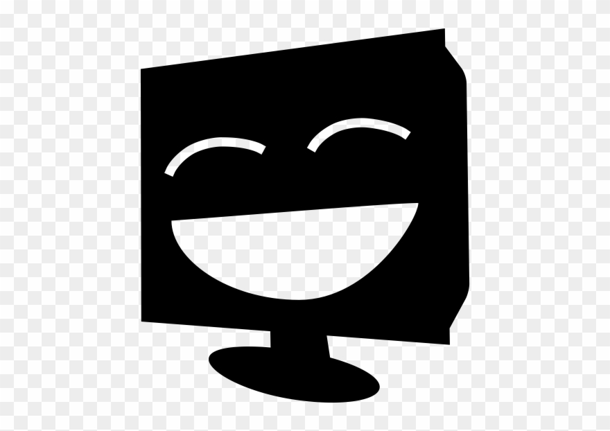 Happy Computer Rubber Stamp - Cartoon Clipart