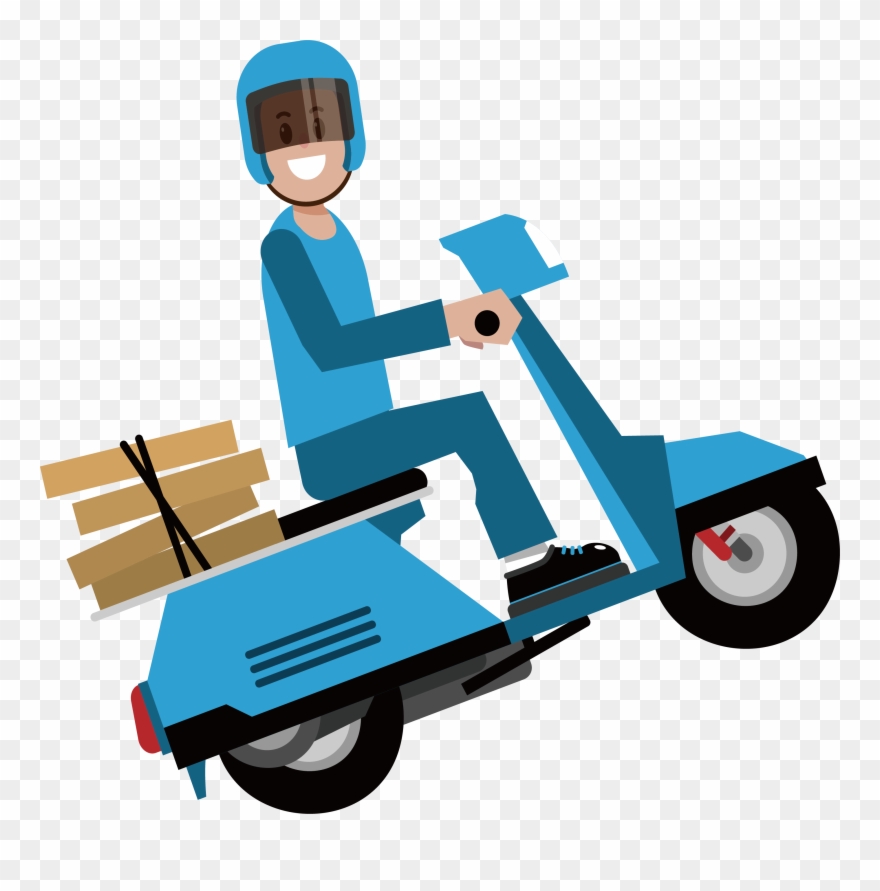 Courier Express By Transprent - Clipart Motorcycle Delivery - Png Download