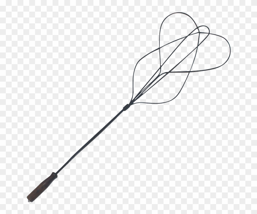 Rug Carpet Beater Twisted Iron Wire Wood Handle - Line Art Clipart