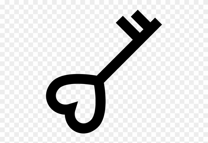 Heart Key Rubber Stamp - Icon Clipart