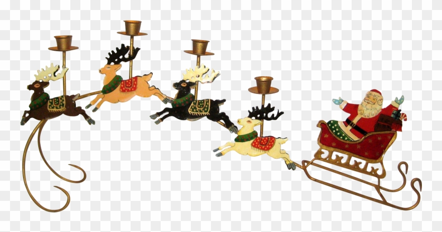 Transparent Santa Sleigh And Reindeer - Santa Claus Clipart