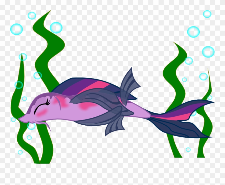 Skrysal, Blushing, Bubble, Covering, Eyes Closed - Twilight Sparkle Fish Clipart