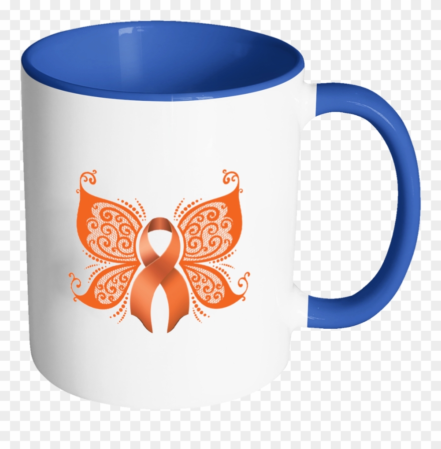 Beautiful Butterfly Orange Ribbon Kidney Cancer Awareness - Bible Emergency Numbers Mug - Christian Gifts For Women Clipart