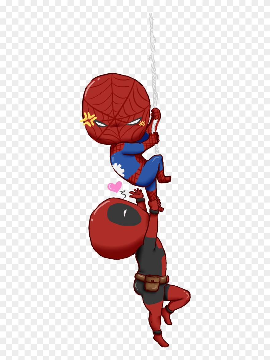 Poor Spidey Xddd Wade Loves Him So Much Jaja I Love - Deadpool And Spiderman Chibi Clipart