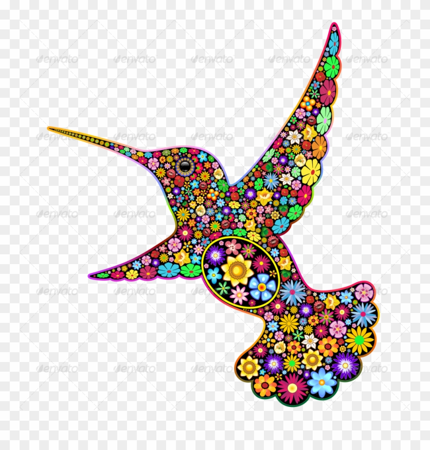 Free Library Floral Ornamental Art Design By Bluedarkat - Flower Hummingbird Cabochon Tibetan Silver Glass Chain Clipart