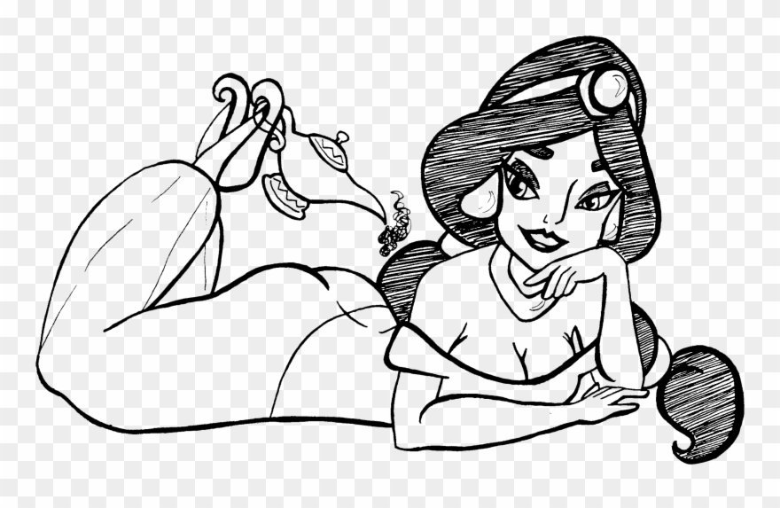 Princess On Stomach Line - Drawing Clipart