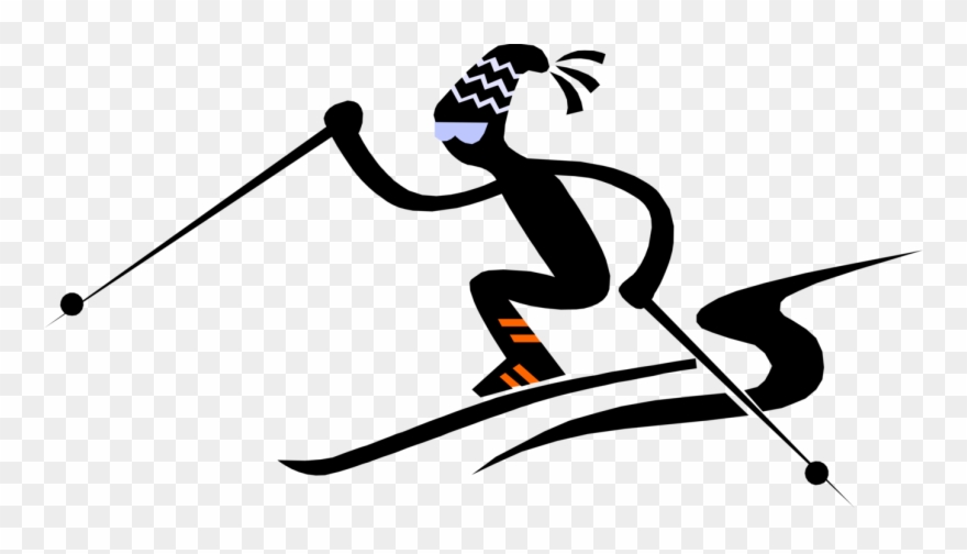 Vector Illustration Of Downhill Alpine Skier Slalom - Ski Clipart