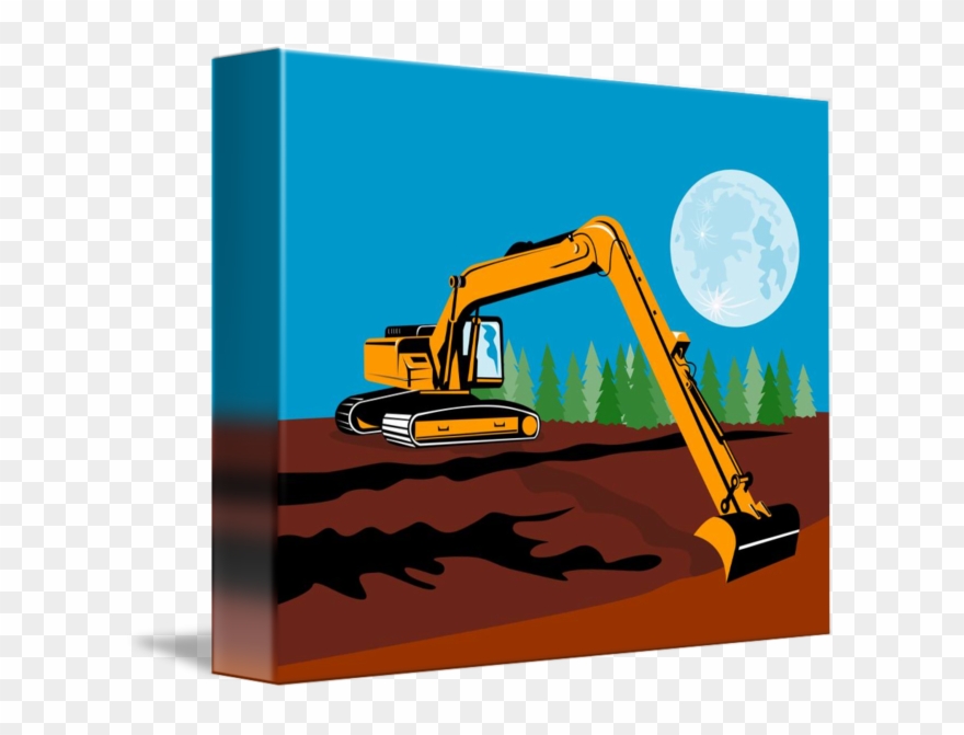 Png Black And White Library Construction Digger By - Mechanical Excavator Clipart