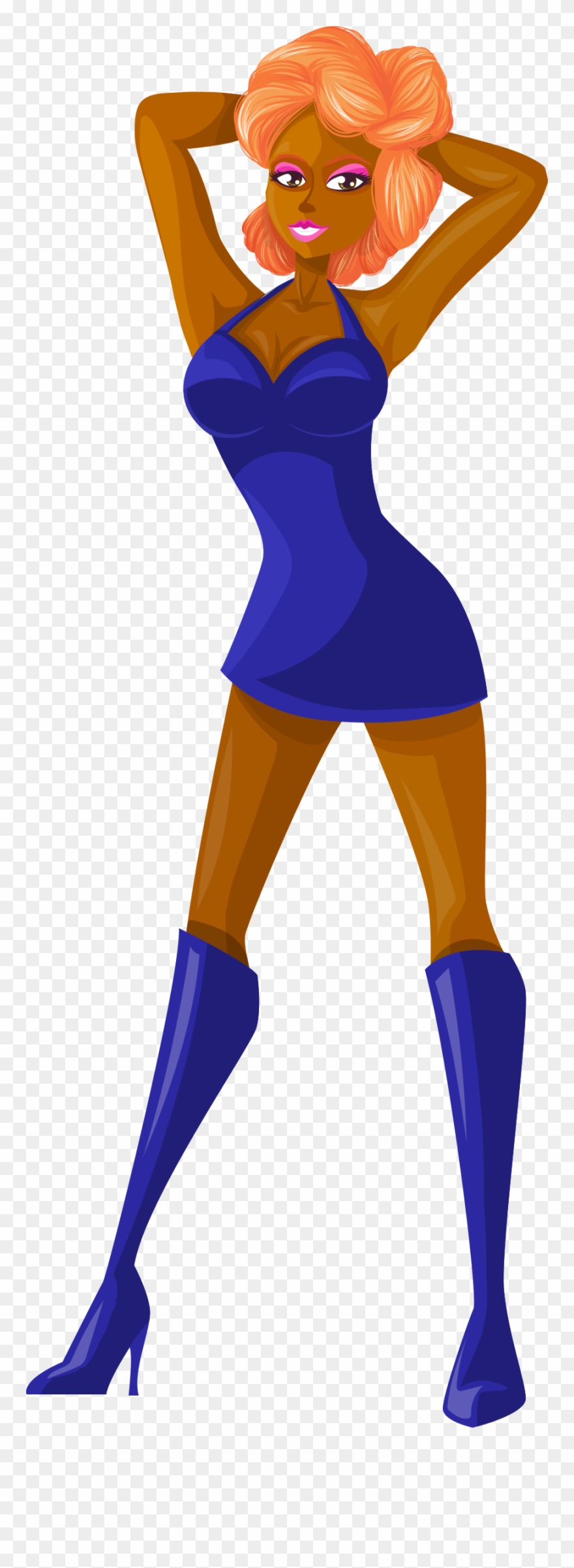 Blonde Blue Comic Characters - Dress Clipart