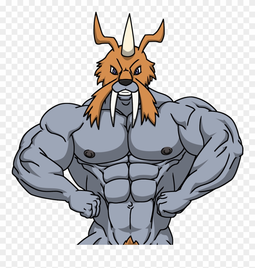 Zudomon Flexes - Gomamon Clipart