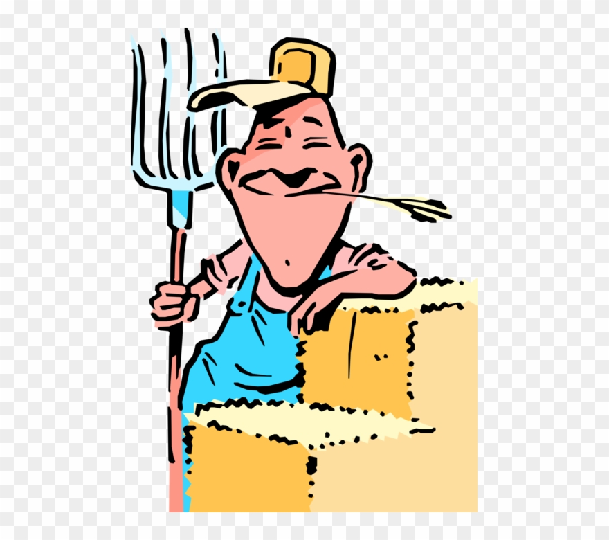 Vector Illustration Of Hayseed Farmer With Alfalfa - Cartoon Farmer Clipart