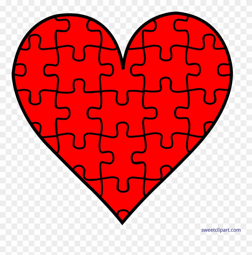 Valentines Symbols Puzzle Heart Clip Art - Puzzle Pattern Vector Png Transparent Png
