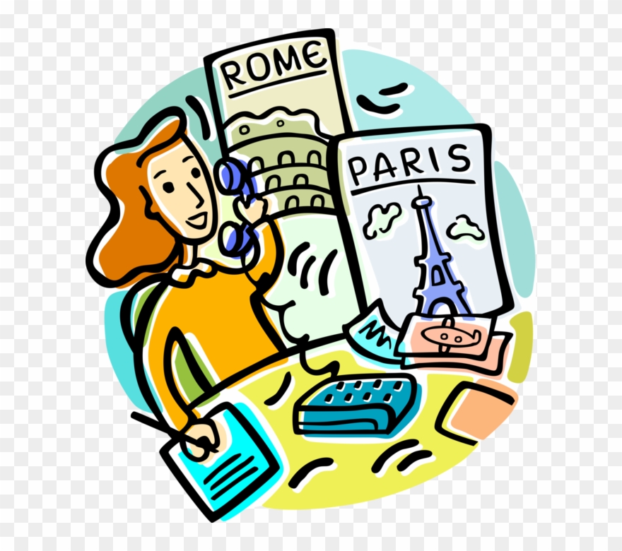 Vector Illustration Of Travel Agent Books Vacations - Travel Agent Clipart Transparent - Png Download