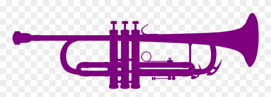 Trumpet, Instrument, Music, Purple, Jazz, Sound, Brass - Silhouette Trumpet Clip Art - Png Download