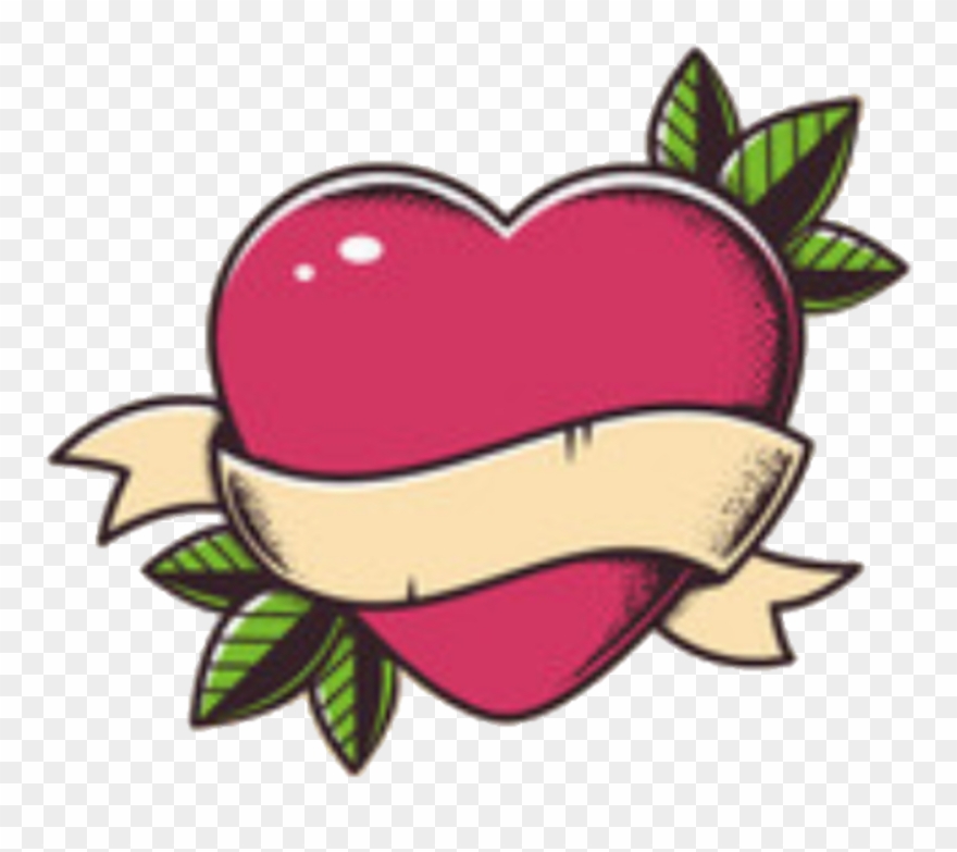 Heart Banner Leaves Hearttattoo Lovetattoo Tattoocolors Clipart