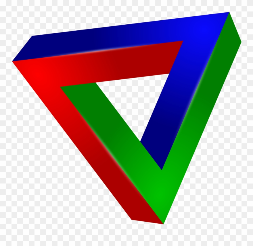 Impossible Triangle - Optical Illusion Triangle Colored Clipart