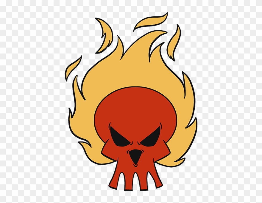 How To Draw Flaming Skull - Drawing Clipart