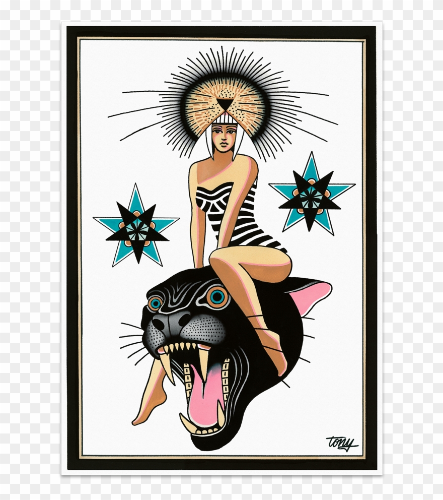 'blue Arms Panther Goddess' Fine Art Print - Tony Blue Arms Clipart