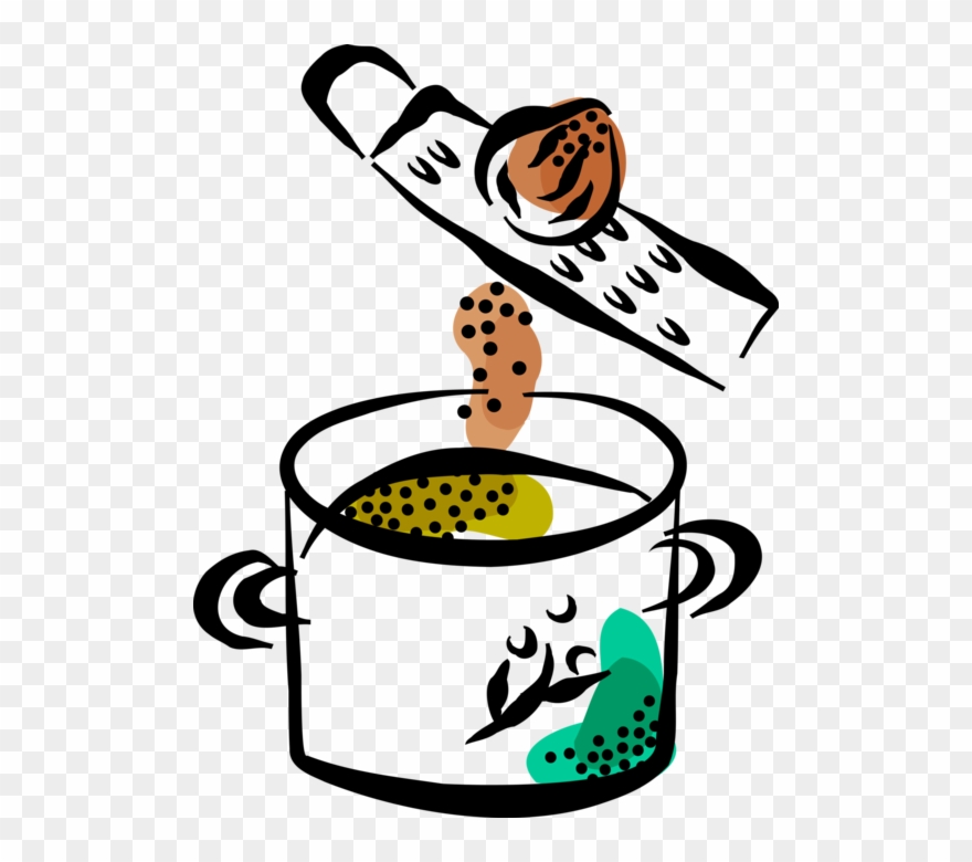 Vector Illustration Of Grated Truffle Fungus In Soup Clipart