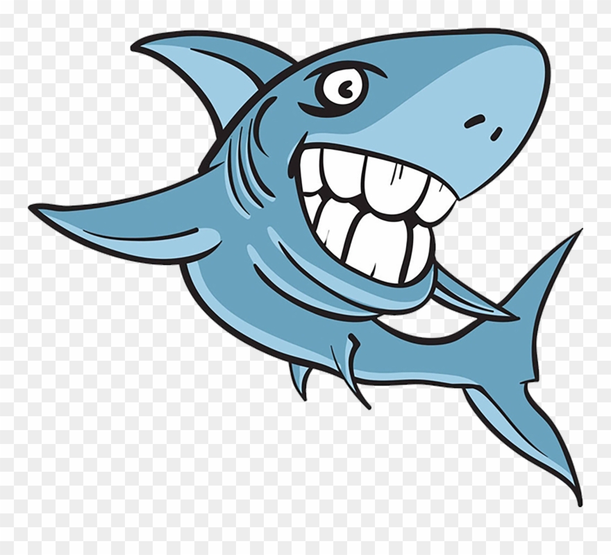 Great White Cartoon Clip Art Illustration Cartoonsharkillustration - Cartoon Shark With Big Teeth - Png Download