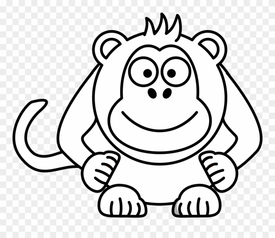 Large Size Of How To Draw A Simple Cartoon Monkey Easy - Cartoons Clipart Black And White - Png Download