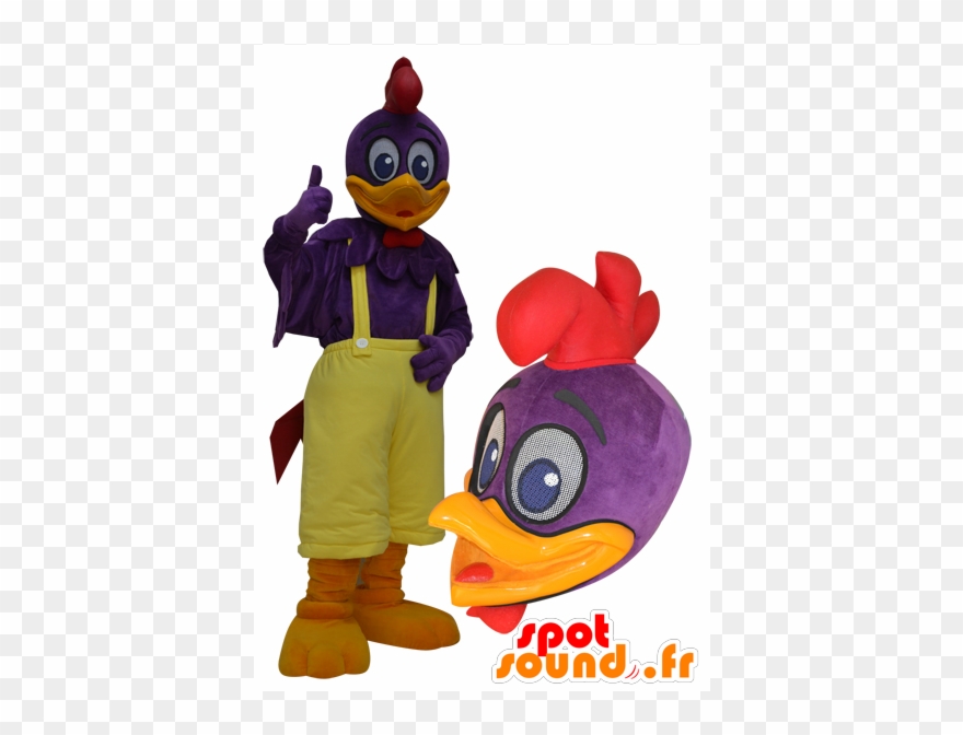 Purple And Yellow Giant Duck Mascot - Goody-kun New Spotsound Masot Yuru-chara Green Tree Clipart