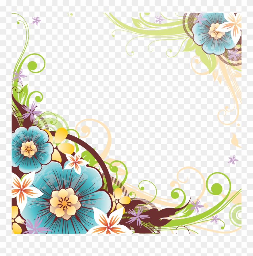 Цветы И Чернильница - Flower Vector Corner Png Clipart