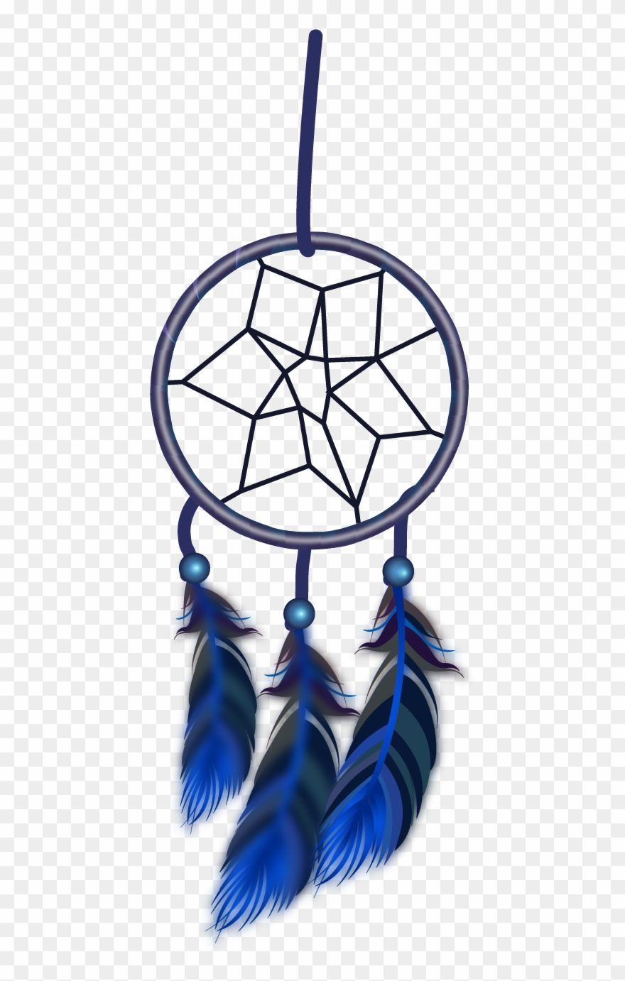 Clip Art Dreamcatcher Wind Chimes Transprent - Atrapasueños Pluma Azul Png Transparent Png